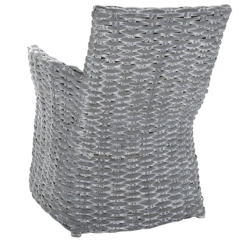 Safavieh Renee Rattan and Cotton Arm Chair in Gray