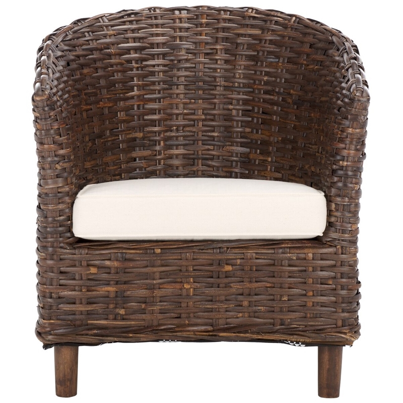 Safavieh Omni Wicker Barrel Chair in White / Brown