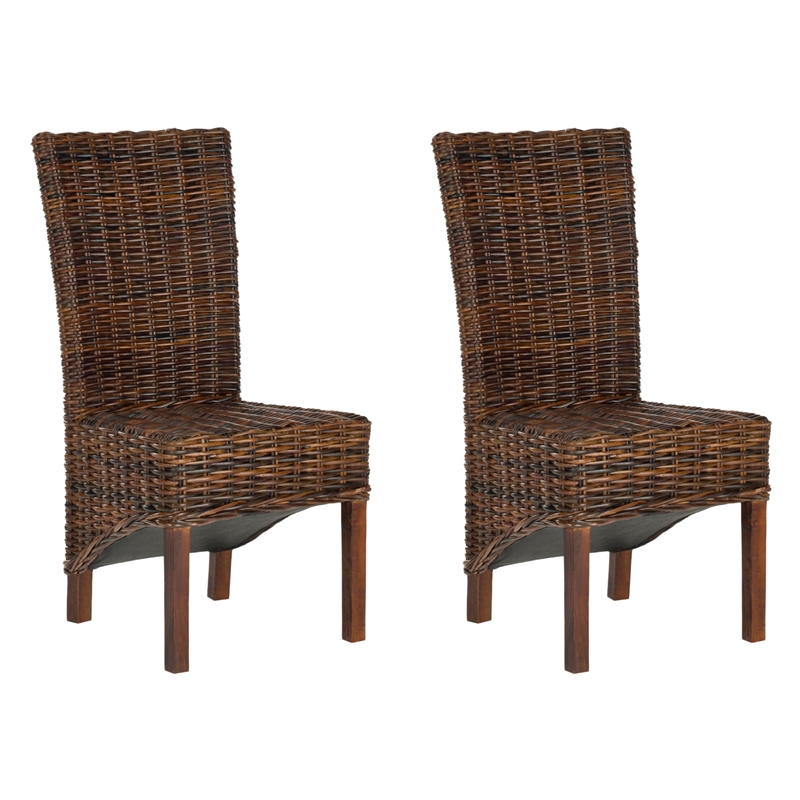 Safavieh Ridge Rattan  Dining Chair in Croco Color (Set of 2)