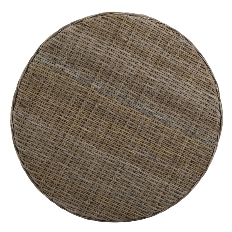 Safavieh Ruxton Wicker and Wooden Ottoman in Natural Unfinished