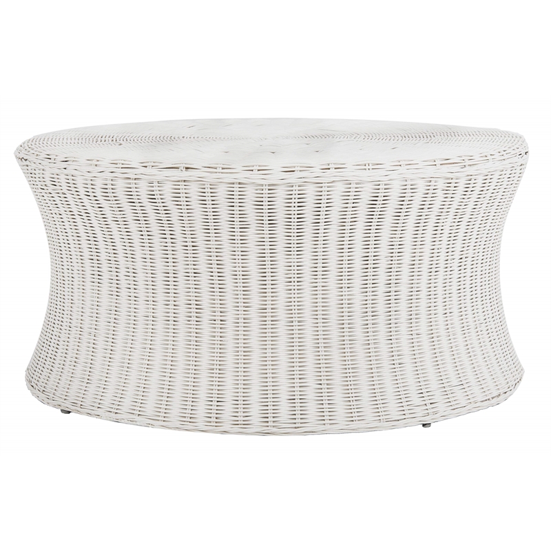 Safavieh Ruxton Wicker and Wooden Ottoman in White