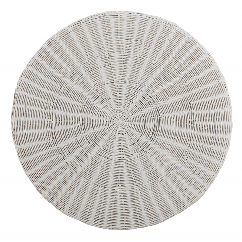 Safavieh Ruxton Wicker and Wooden Ottoman in White