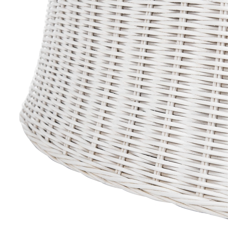 Safavieh Ruxton Wicker and Wooden Ottoman in White