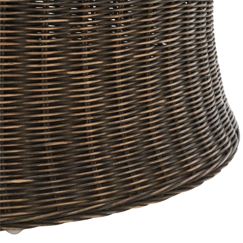 Safavieh Ruxton Wicker and Wooden Ottoman in Dark Brown