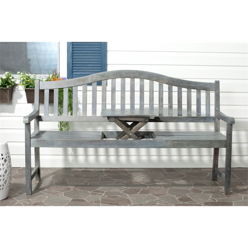 Safavieh Mischa Steel and Acacia Wood Bench in Ash
