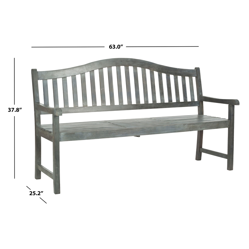 Safavieh Mischa Steel and Acacia Wood Bench in Ash