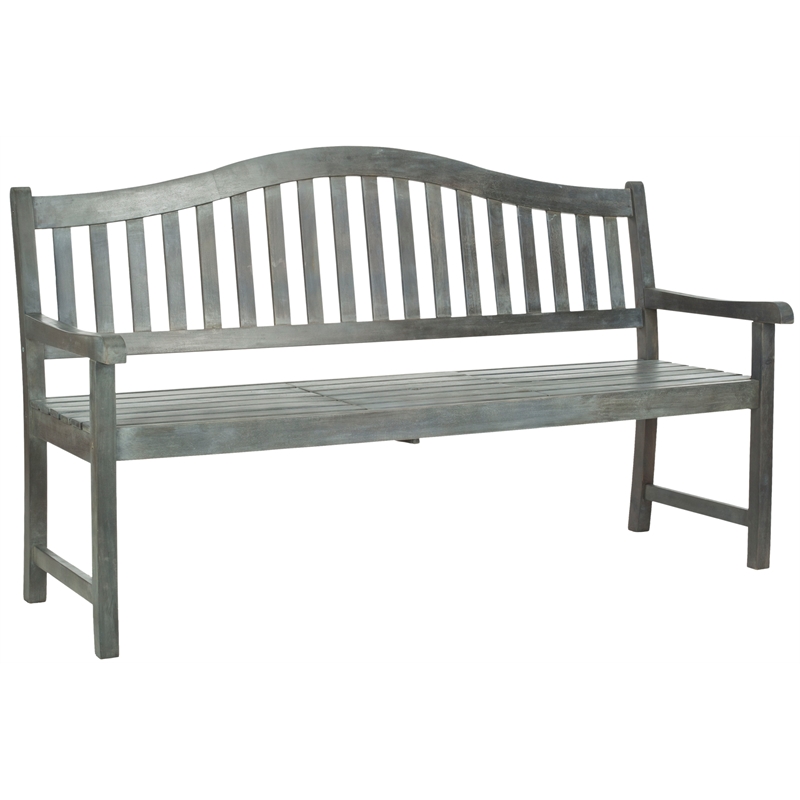 Safavieh Mischa Steel and Acacia Wood Bench in Ash