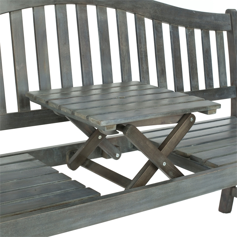 Safavieh Mischa Steel and Acacia Wood Bench in Ash