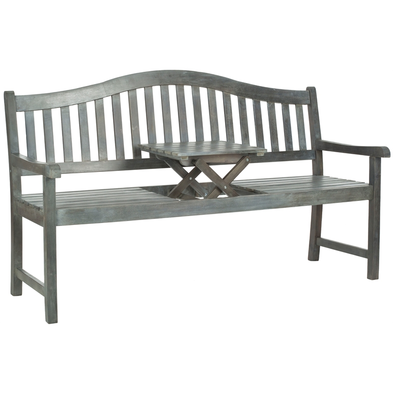 Safavieh Mischa Steel and Acacia Wood Bench in Ash