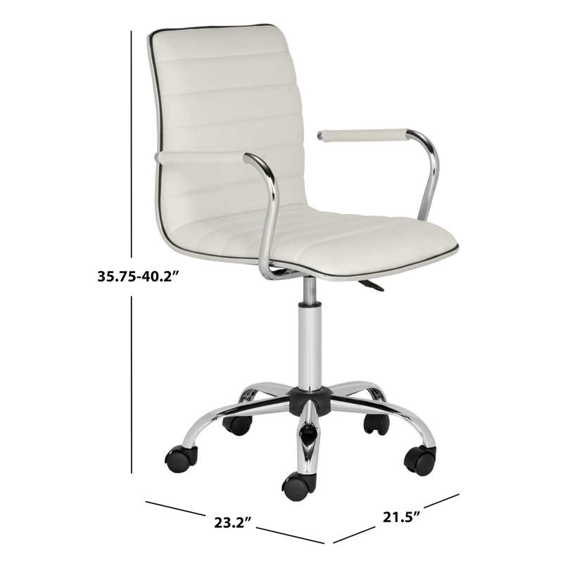 Safavieh Jonika Chrome Steel Desk Office Chair in White