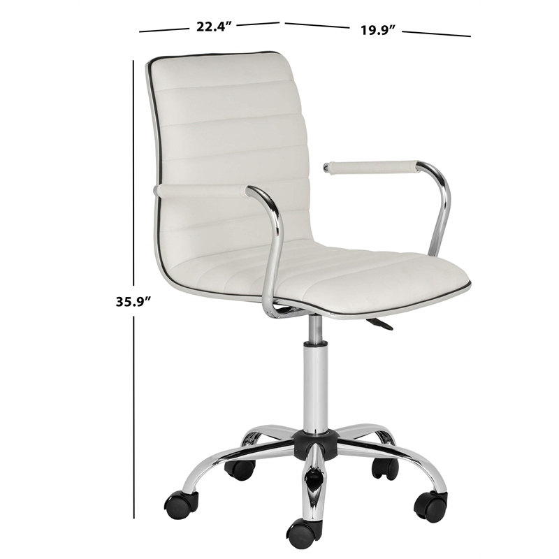 Safavieh Jonika Chrome Steel Desk Office Chair in White