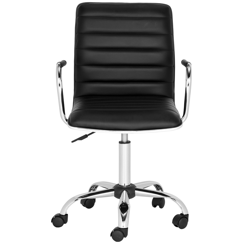 Safavieh Jonika Chrome Steel Desk Office Chair in Black