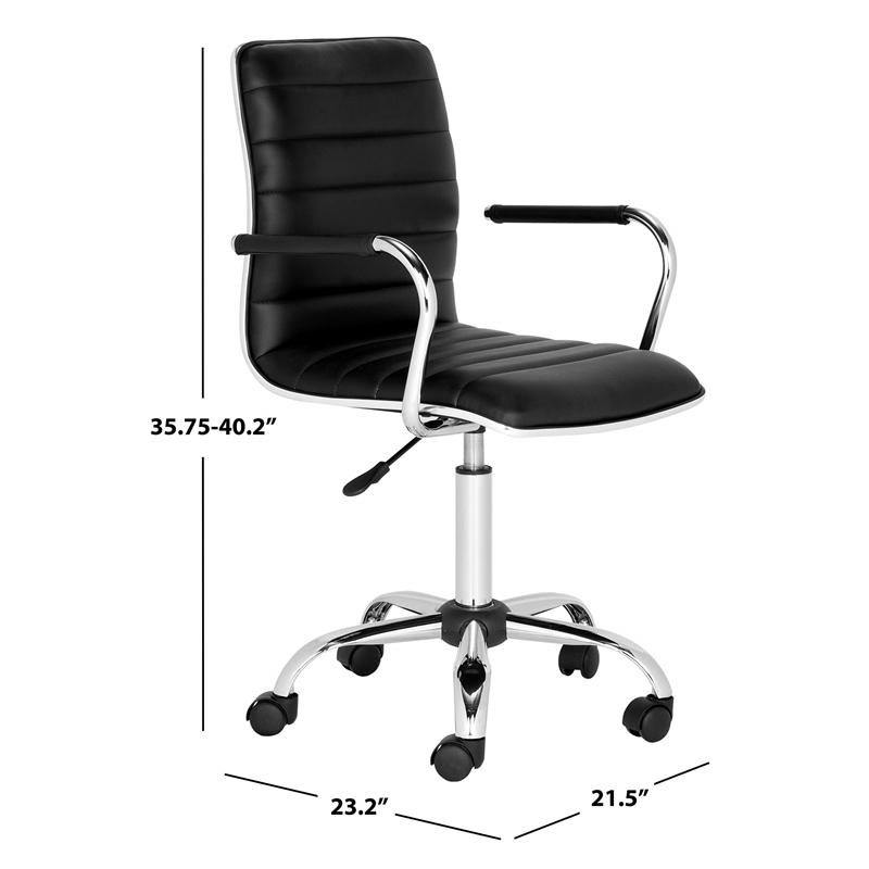 Safavieh Jonika Chrome Steel Desk Office Chair in Black