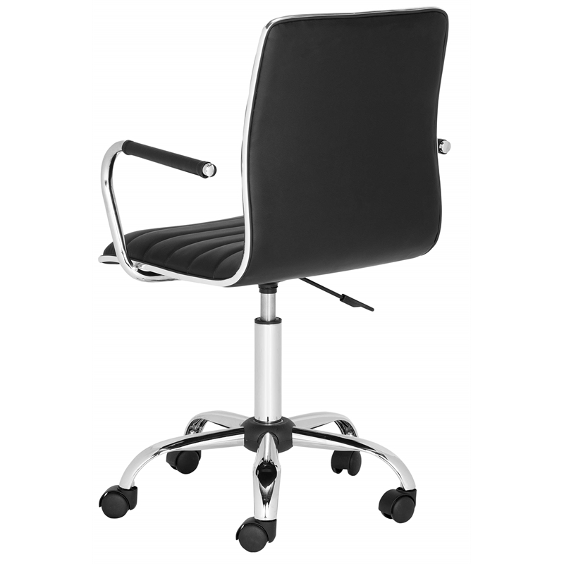 Safavieh Jonika Chrome Steel Desk Office Chair in Black
