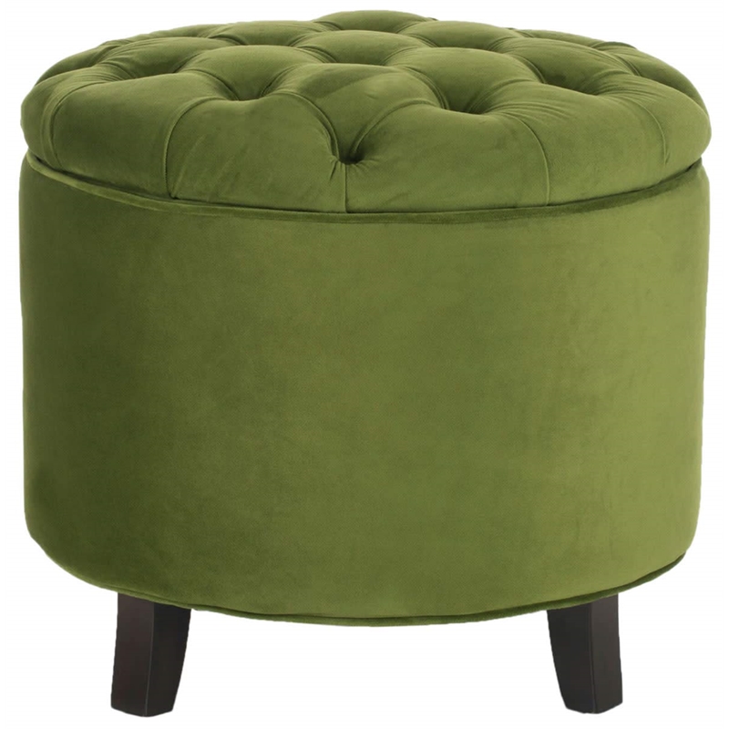 Safavieh Amelia Cotton Tufted Storage Ottoman in Fern