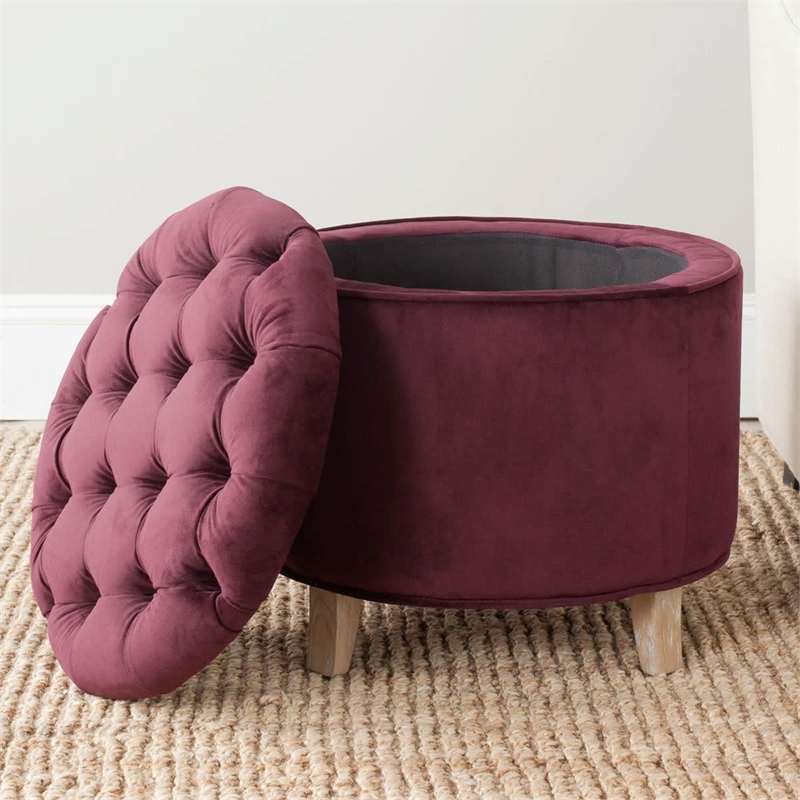 Safavieh Amelia Cotton Tufted Storage Ottoman in Fern