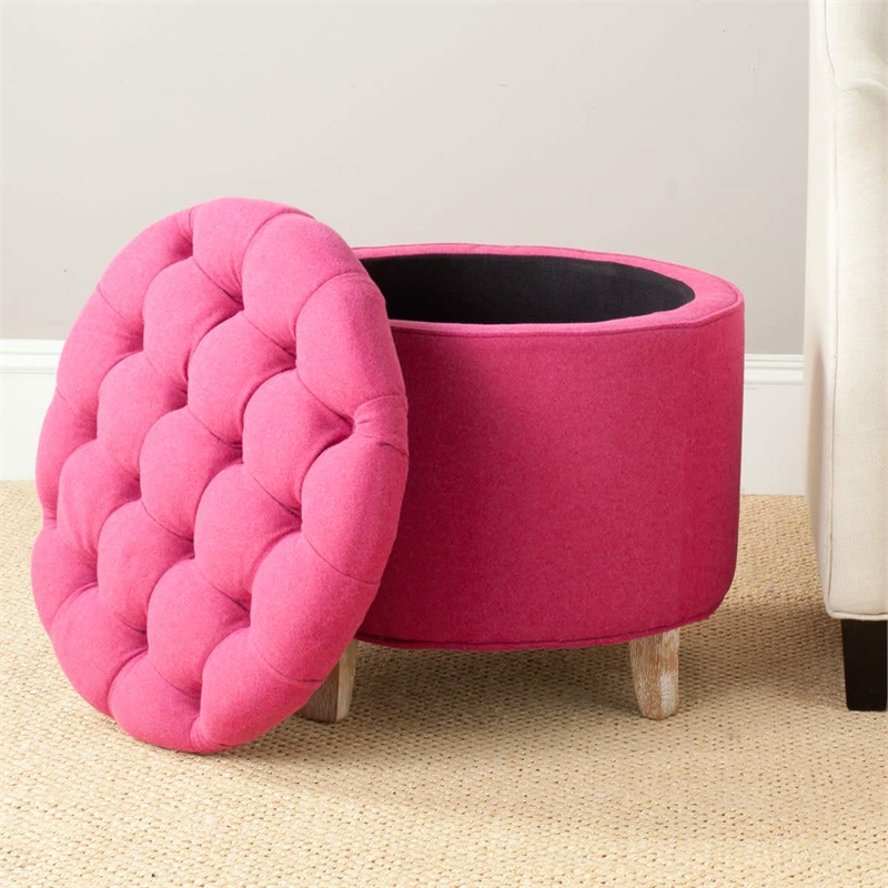Safavieh Amelia Cotton Tufted Storage Ottoman in Fern