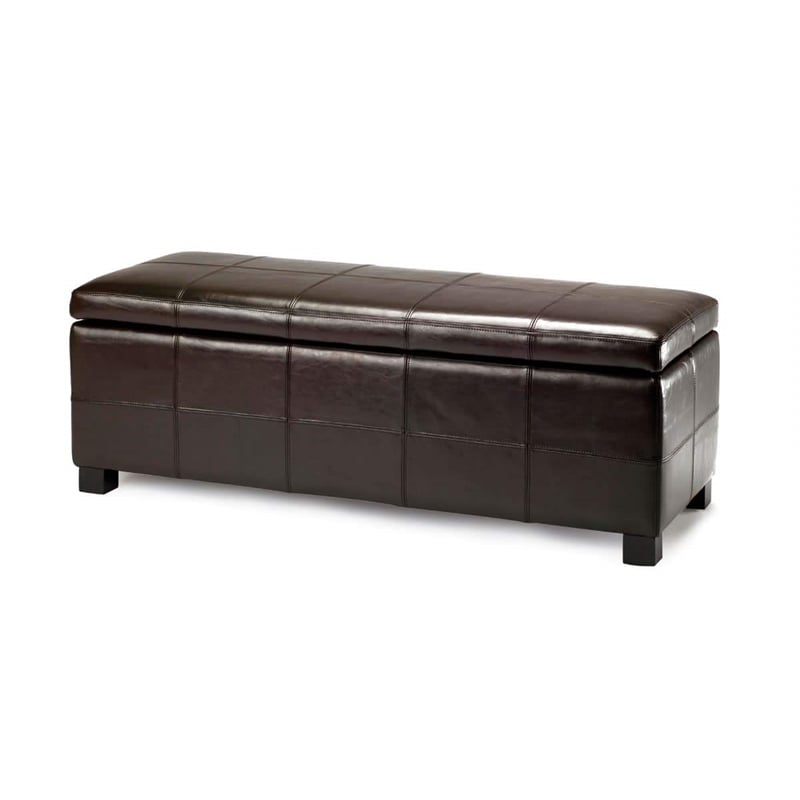Safavieh Madison Leather Storage Bench in Black