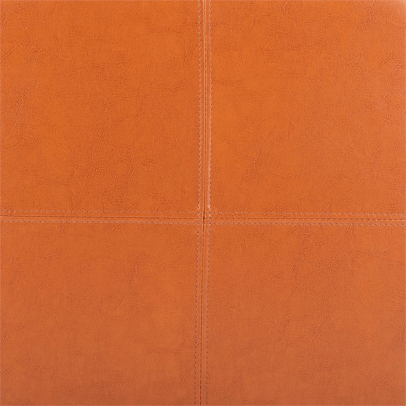 Safavieh Elizabeth Beech Wood Leather Storage Ottoman in Saddle