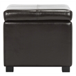 Safavieh Elizabeth Beech Wood Leather Storage Ottoman in Red