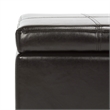 Safavieh Elizabeth Beech Wood Leather Storage Ottoman in Red