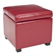 Safavieh Elizabeth Beech Wood Leather Storage Ottoman in Red
