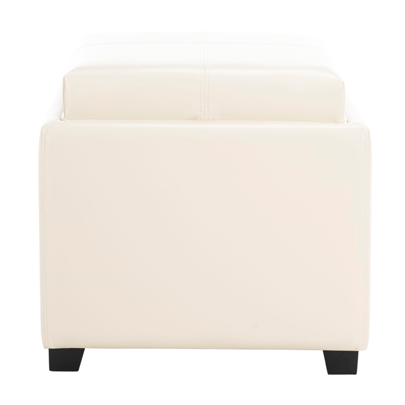 Safavieh Harrison Single Tray Leather Tray Ottoman in Brown