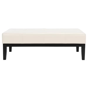 Safavieh Aubrey Beech Wood Leather Cocktail Ottoman in White