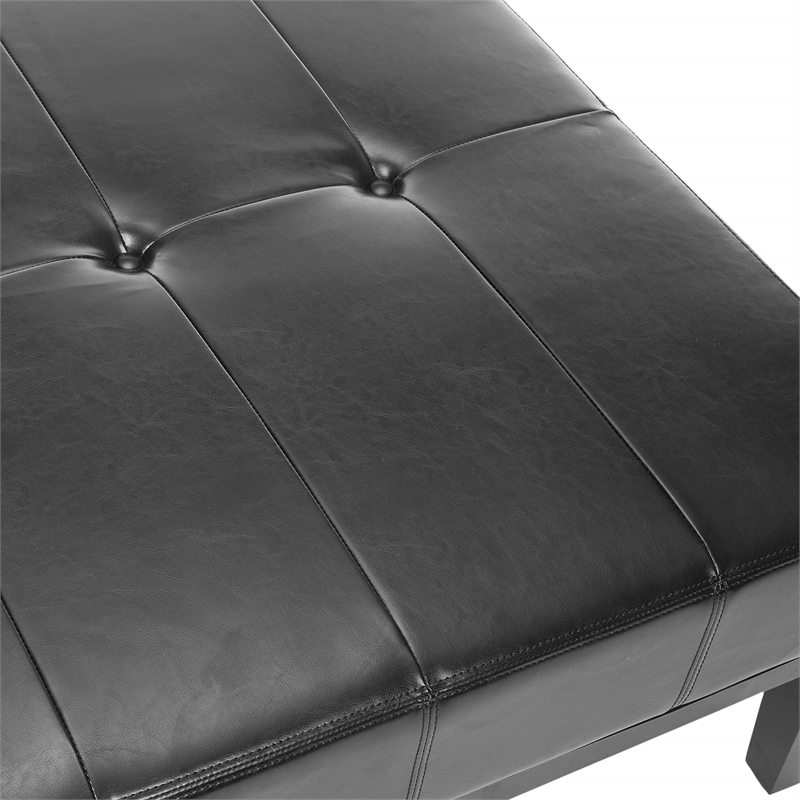 Safavieh Aubrey Beech Wood Leather Cocktail Ottoman in Black