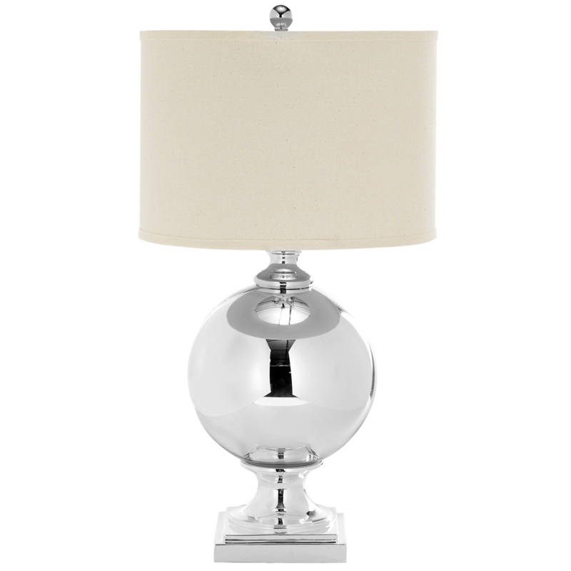 Safavieh Silver Table Lamp and Nature Hard Linen Shade