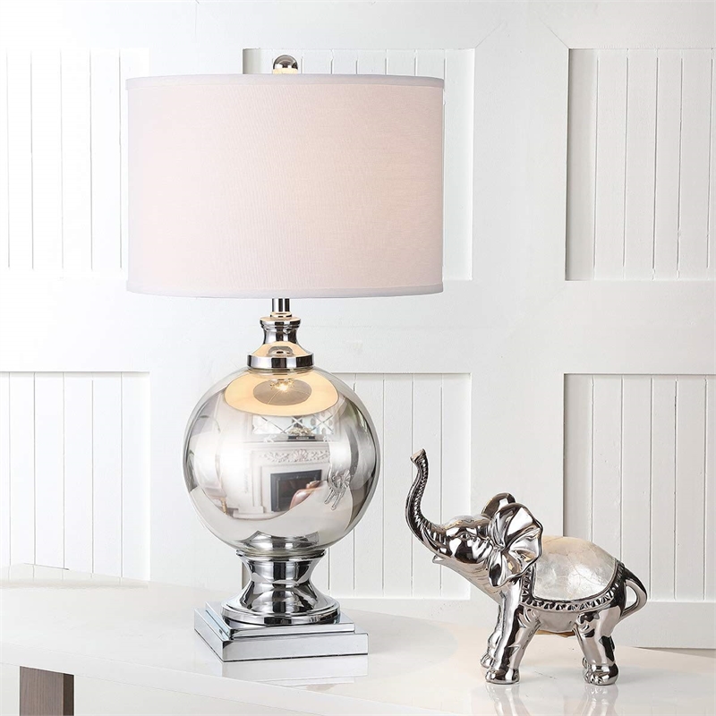 Safavieh Silver Table Lamp and Nature Hard Linen Shade