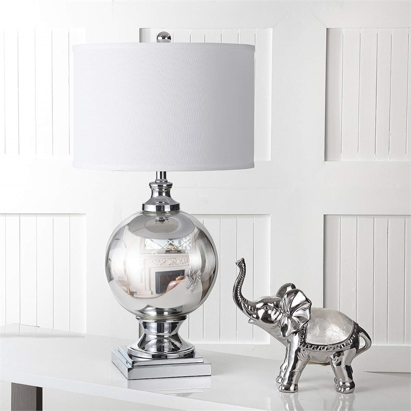 Safavieh Silver Table Lamp and Nature Hard Linen Shade