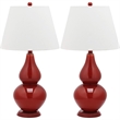 Safavieh Cybil Glass Double Gourd Lamp in Chinese Red (Set Of 2)