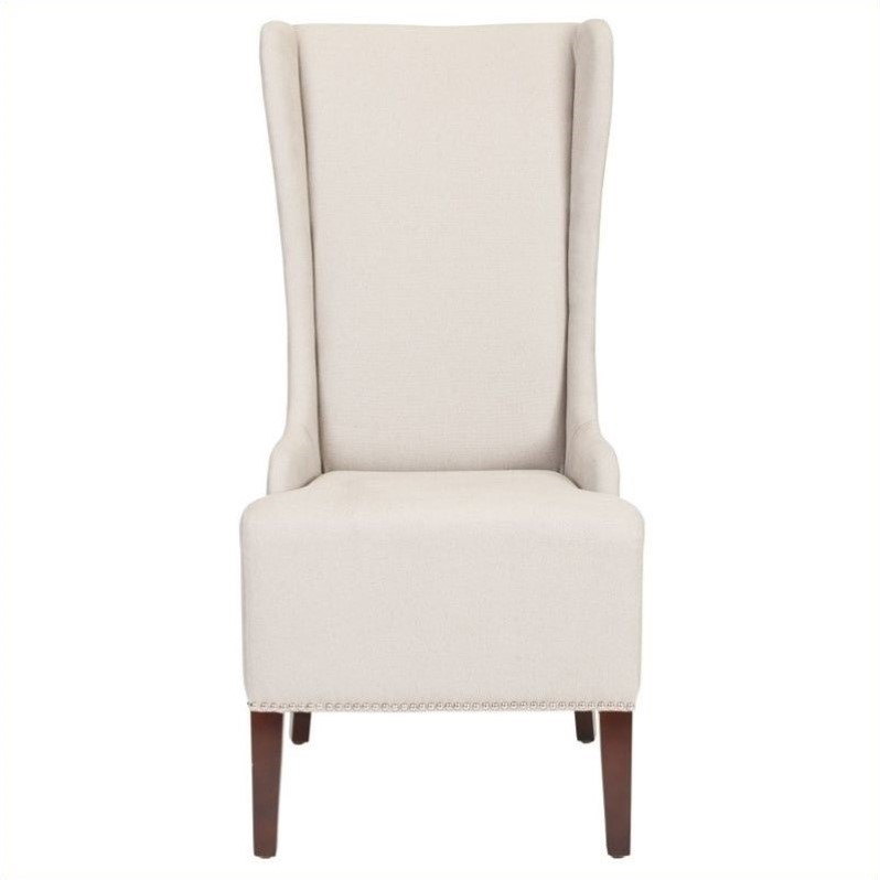 Safavieh Jack Birch  Bacall Nailhead Linen  Dining Chair in Taupe