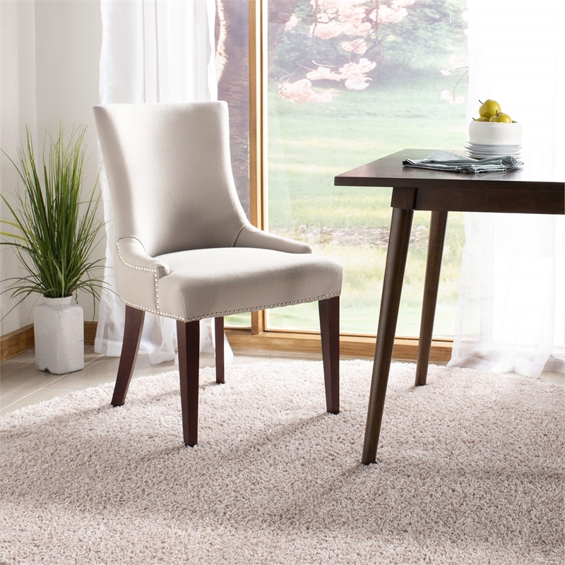 Safavieh Becca Birch  Linen Dining Chair in Beige