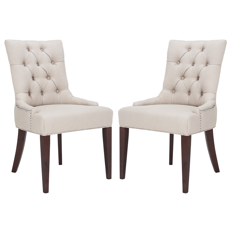 Safavieh Amanda Tufted Leather Chair in Ivory