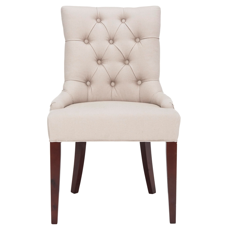 Safavieh Amanda Tufted Leather Chair in Ivory