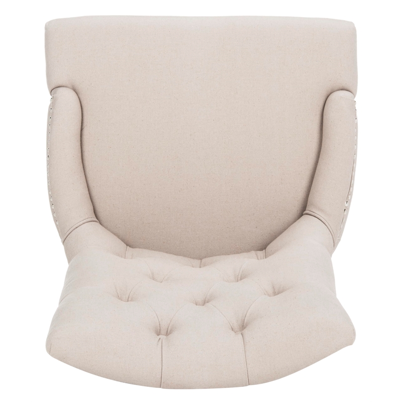 Safavieh Amanda Tufted Leather Chair in Ivory