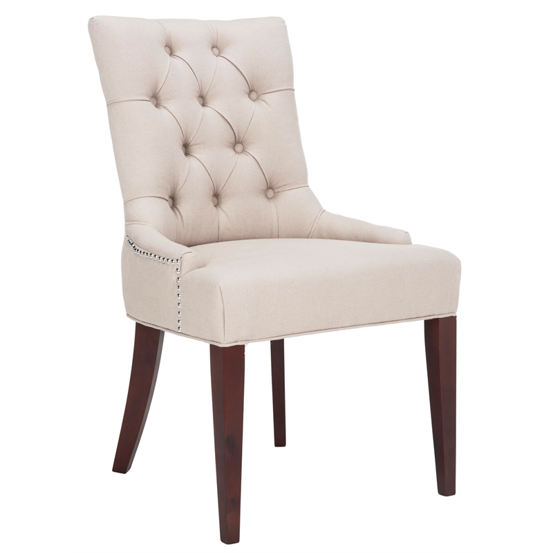 Safavieh Amanda Tufted Leather Chair in Ivory
