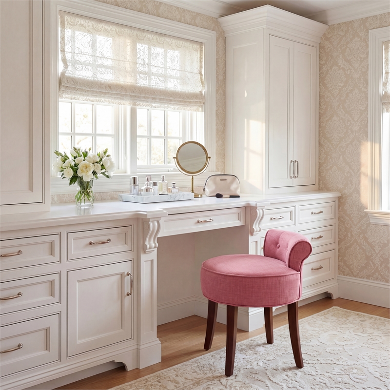 Safavieh Georgia Wood Vanity Stool in Rose