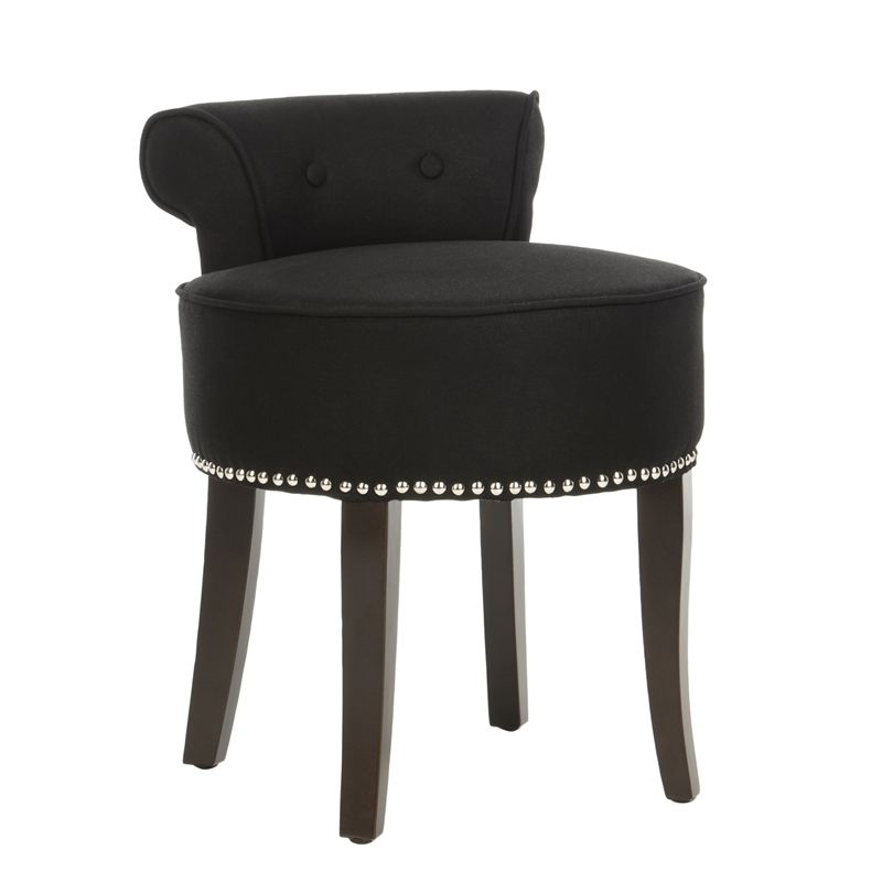Safavieh Georgia Wood Vanity Stool in Black