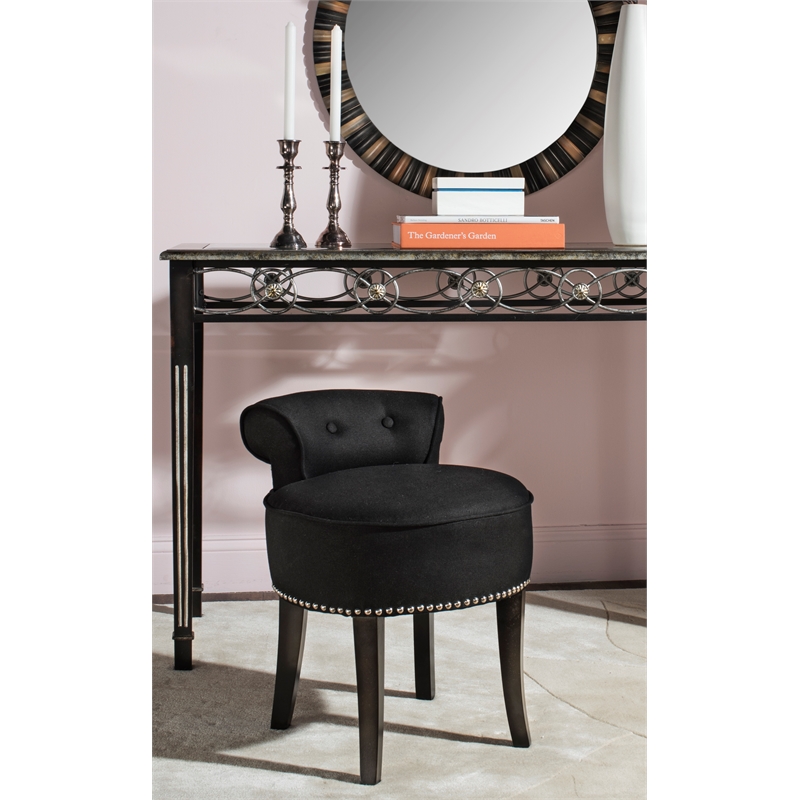 Safavieh Georgia Wood Vanity Stool in Black