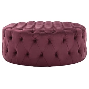 Safavieh Charlene Plywood and Cotton Ottoman in Bordeaux