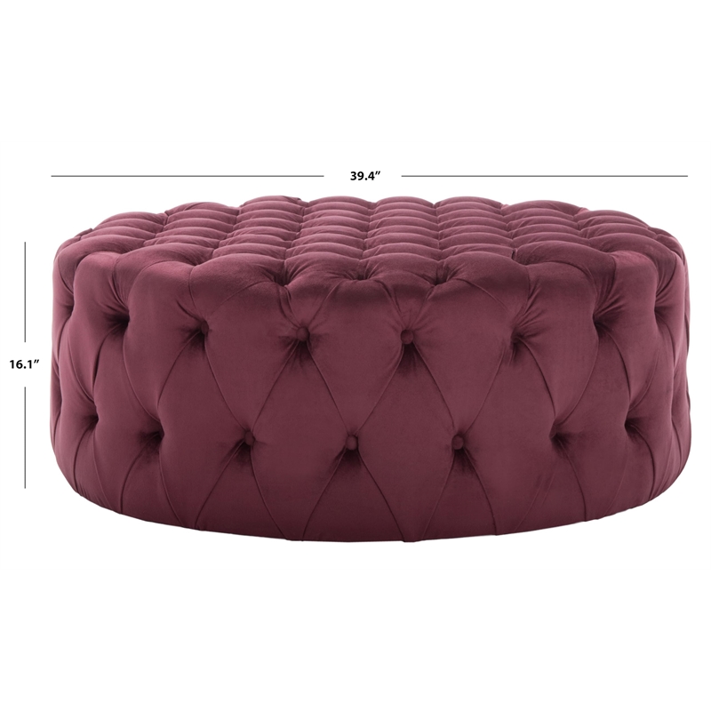 Safavieh Charlene Plywood and Cotton Ottoman in Bordeaux