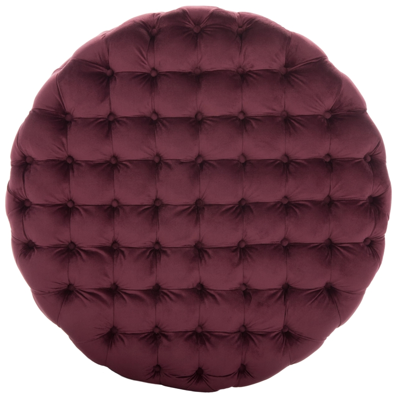 Safavieh Charlene Plywood and Cotton Ottoman in Bordeaux