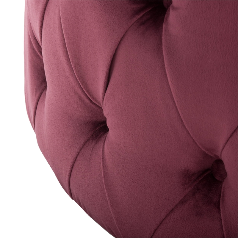 Safavieh Charlene Plywood and Cotton Ottoman in Bordeaux