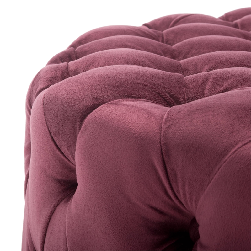 Safavieh Charlene Plywood and Cotton Ottoman in Bordeaux
