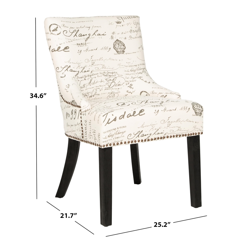 Safavieh Gavin Brass Upholstered Slipper Swayback Chair in White and Gray (Set Of 2)