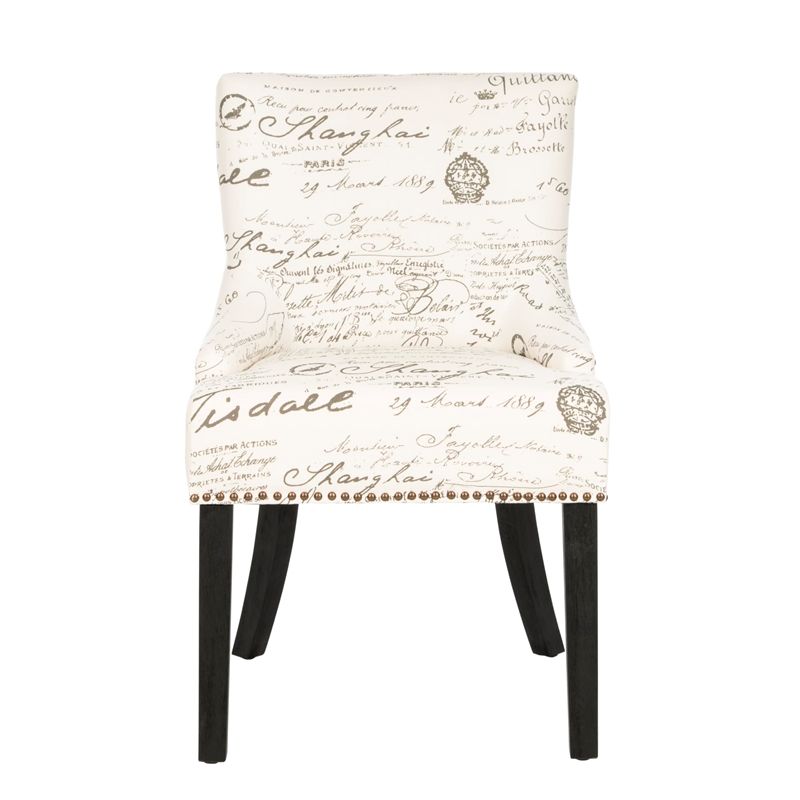 Safavieh Gavin Brass Upholstered Slipper Swayback Chair in White and Gray (Set Of 2)