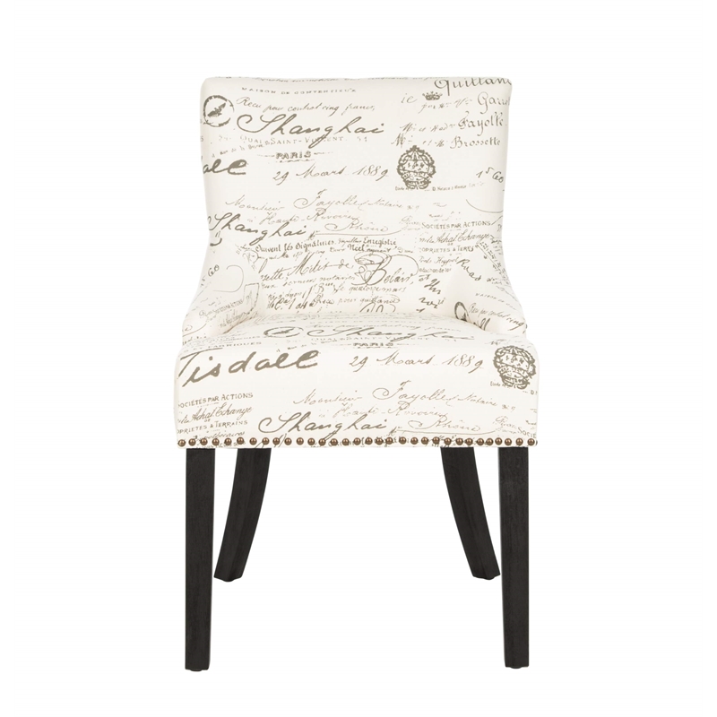 Safavieh Gavin Brass Upholstered Slipper Swayback Chair in White and Gray (Set Of 2)